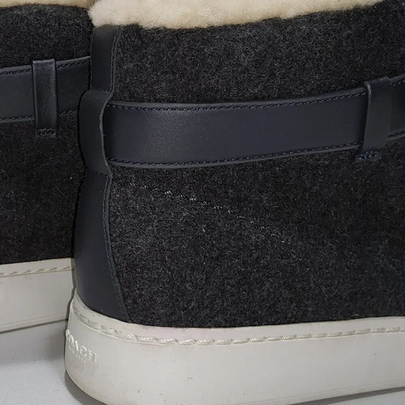 Coach Richmond Women's Sneakers Fleece Lined Gray size 7B  High top wool Leather - Picture 8 of 11